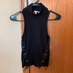 Express one eleven turtleneck lace up tank